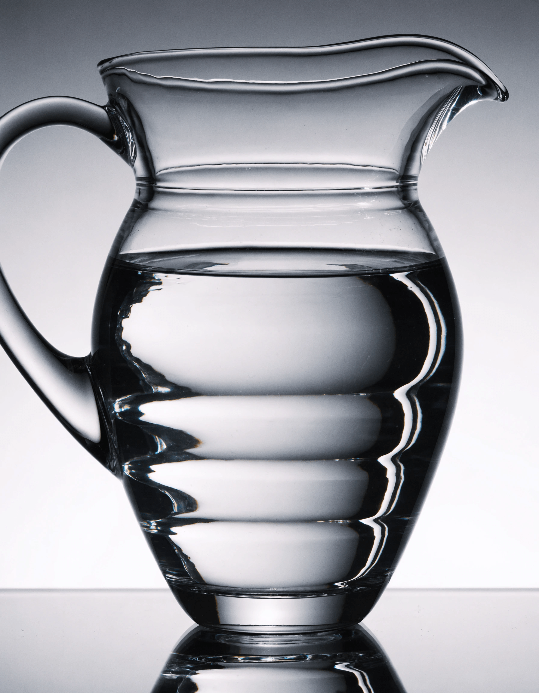 Close-up of a glass water pitcher
