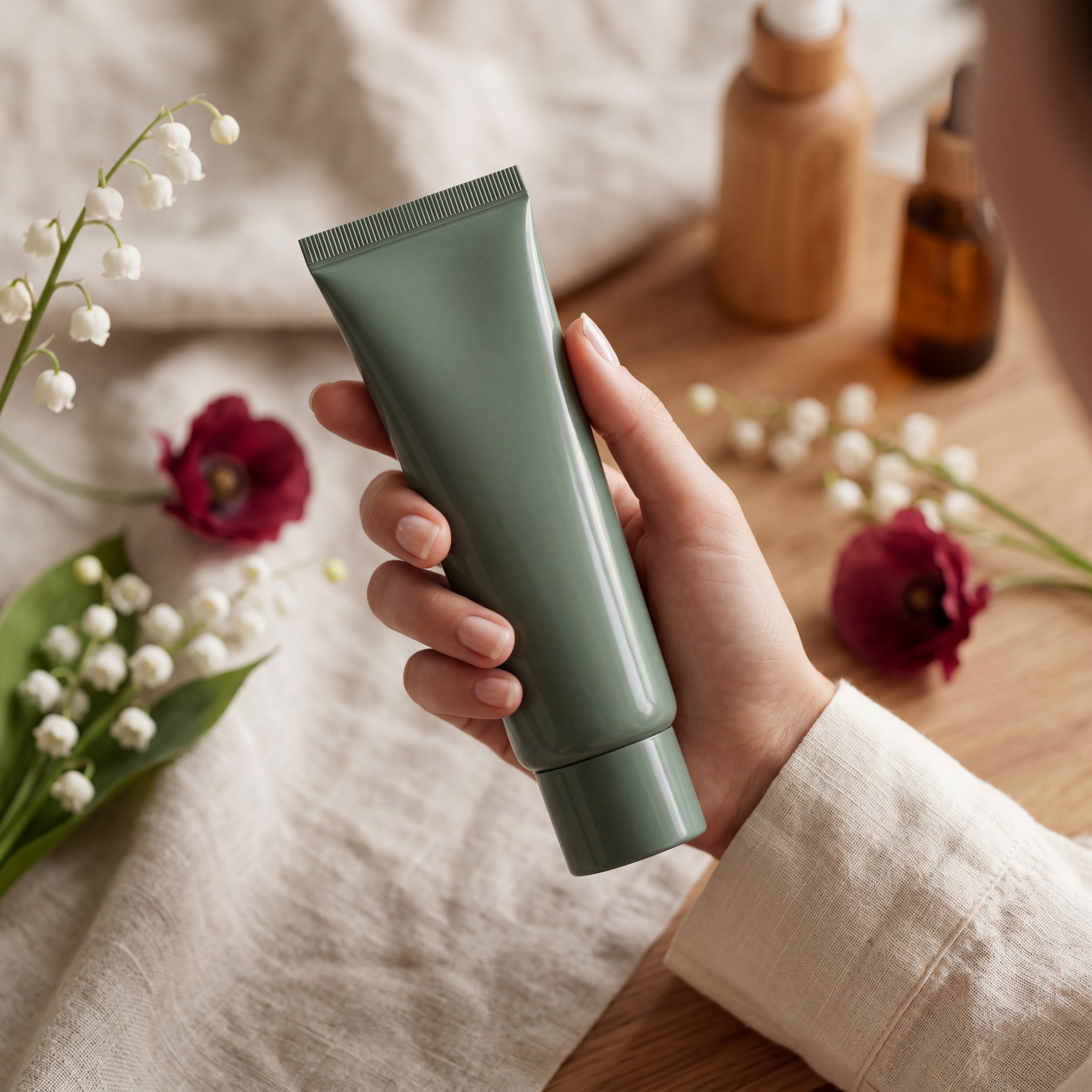 Cream tube beauty photoshoot